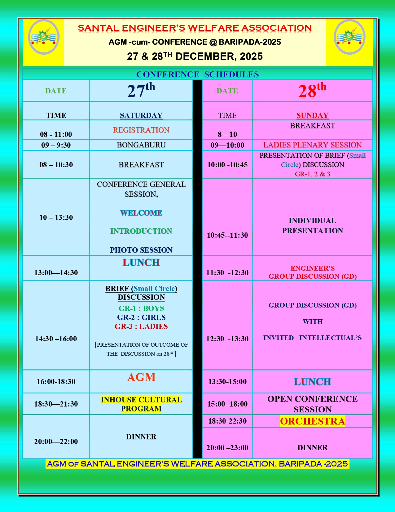 Schedule of SEA AGM & Conference 2025